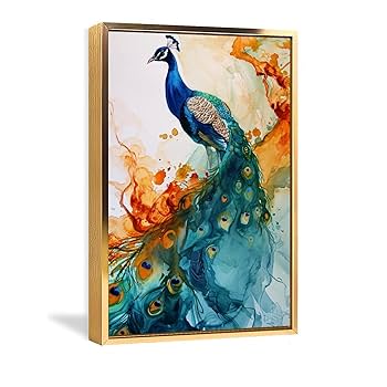 Amazon.co.jp: 絵画 孔雀の水彩画インテリア 絵画 動物イラスト